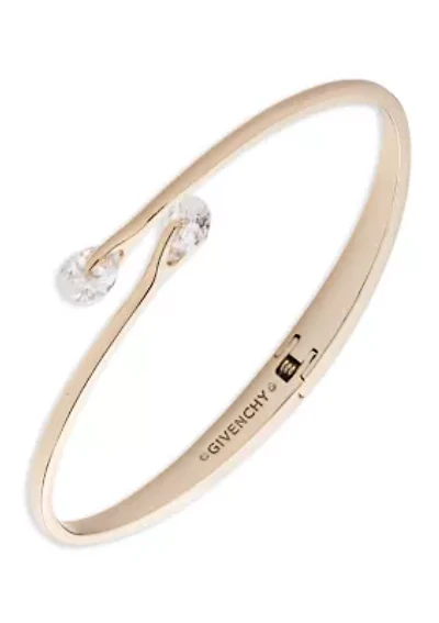 Silver-Tone Crystal Bypass Cuff Bracelet