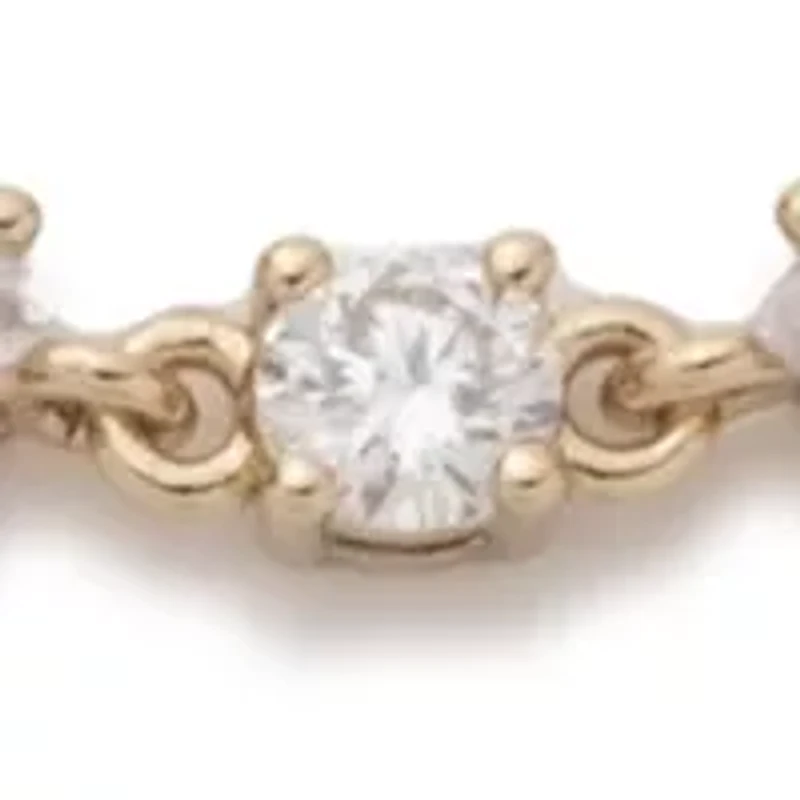 Gold Tone Crystal White Tennis Flex Bracelet