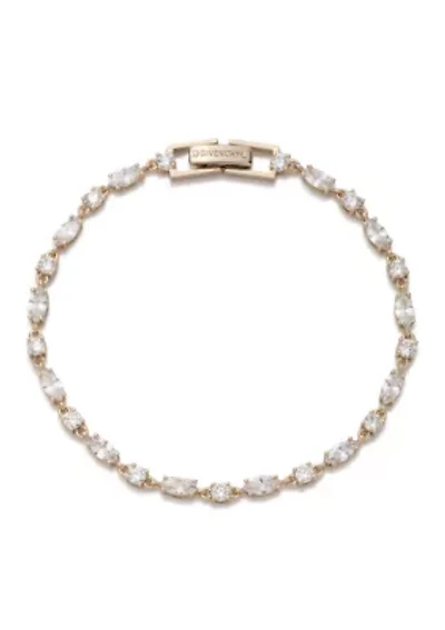 Gold Tone Crystal White Tennis Flex Bracelet