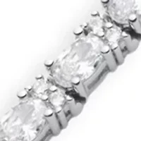Cubic Zirconia Silver Tone Flex Bracelet
