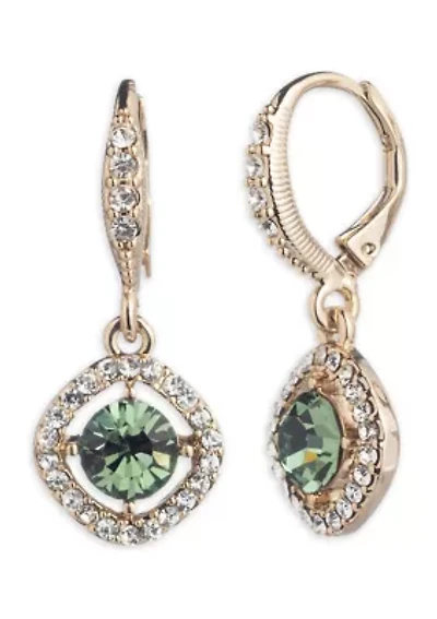 Silver Tone Light Sapphire Drop Earrings