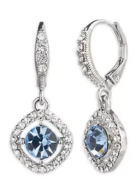 Silver Tone Light Sapphire Drop Earrings