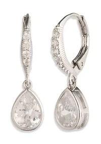 Silver Tone Crystal CZ Drop Earrings