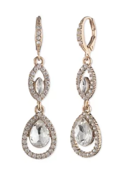 Gold Crystal Double Drop Earrings 
