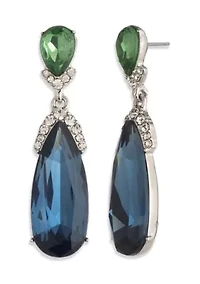 Multi Crystal Pear Double Drop Earrings