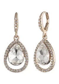 Gold Open Pave Pear Drop Earrings 