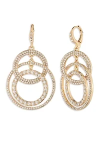 Gold Crystal Pave Orbital Drop Earrings 