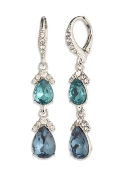 Gold Tone Light Green Drop Hoop Earrings