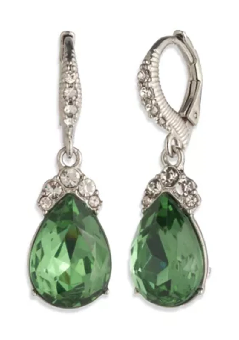 Sliver Crystal Pear Drop Earrings