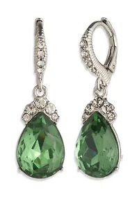 Sliver Crystal Pear Drop Earrings