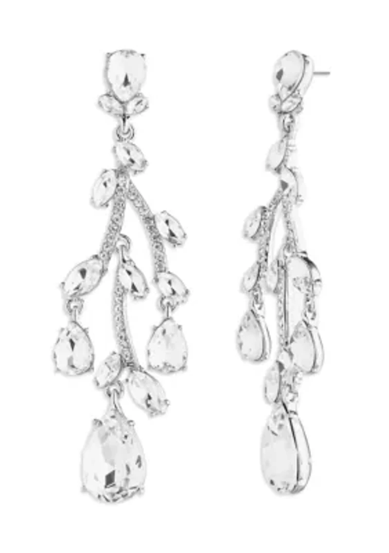 Silver Tone Crystal Chandelier Earrings