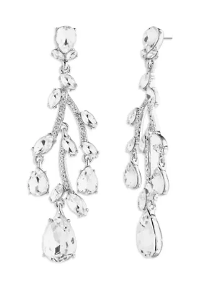 Silver Tone Crystal Chandelier Earrings