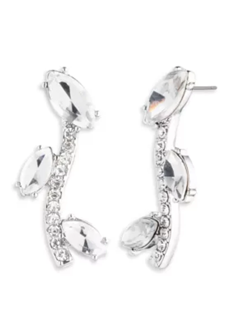 Silver Tone Crystal Viney Crawler Earrings