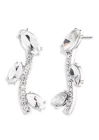 Silver Tone Crystal Viney Crawler Earrings