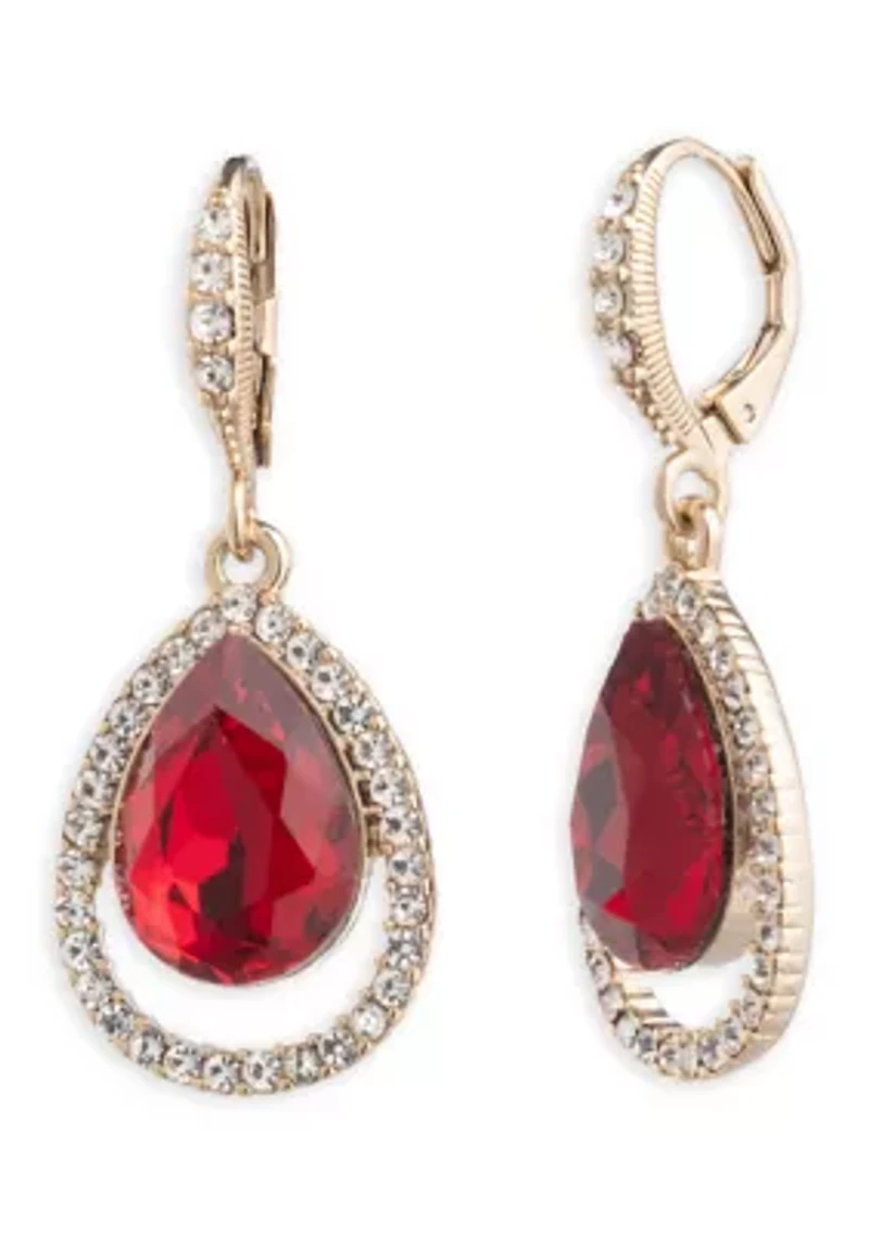 Siam Open Pavé Pear Drop Earrings