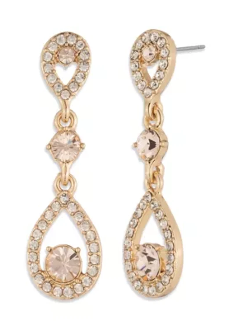 Pavé Pear Double Drop Earrings