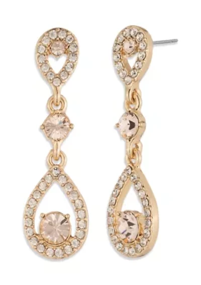 Pavé Pear Double Drop Earrings