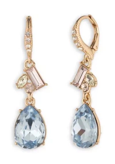 Crystal Cluster Pear Drop Earrings