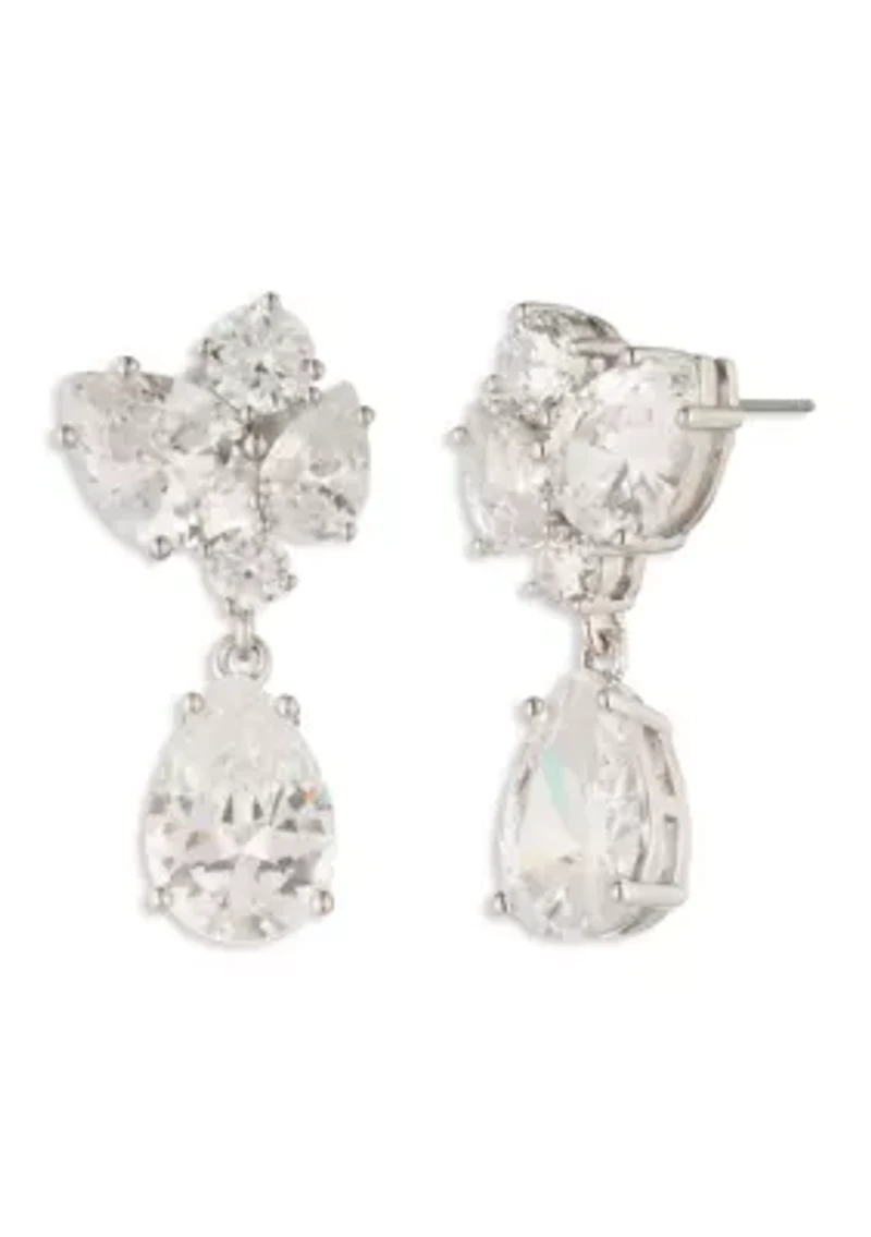 Cluster Cubic Zirconia Drop Earrings
