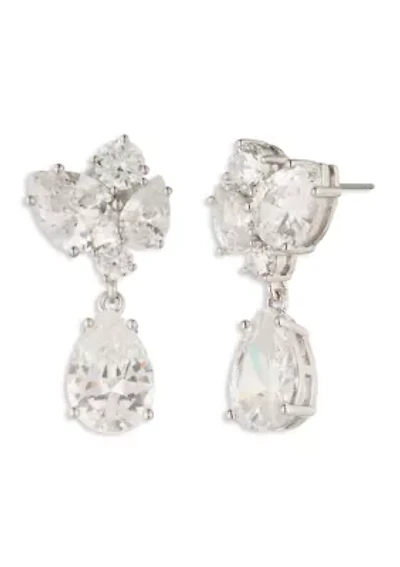 Cluster Cubic Zirconia Drop Earrings
