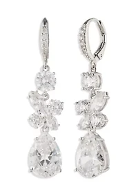  Cluster Cubic Zirconia Double Drop Earrings