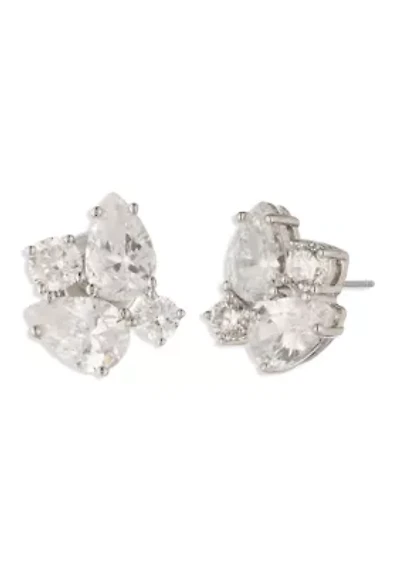 Cubic Zirconia Cluster Stud Earrings