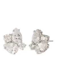 Cubic Zirconia Cluster Stud Earrings