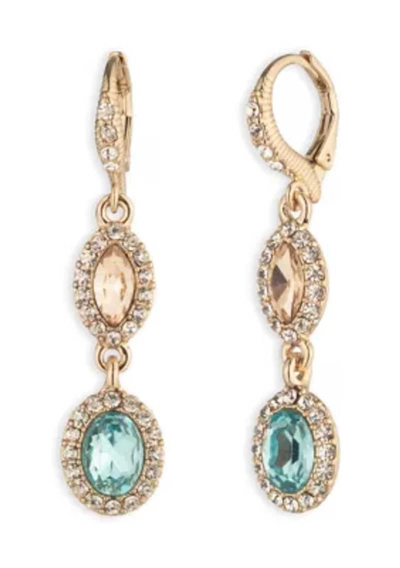 Multi Stone Double Drop Leverback Earrings