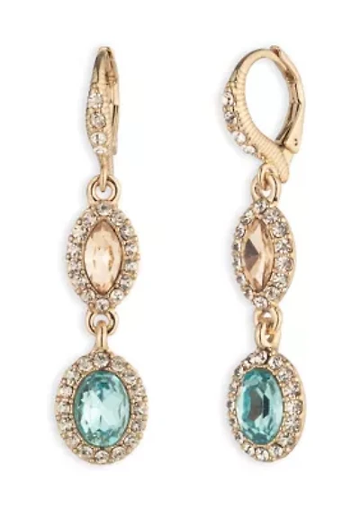 Multi Stone Double Drop Leverback Earrings