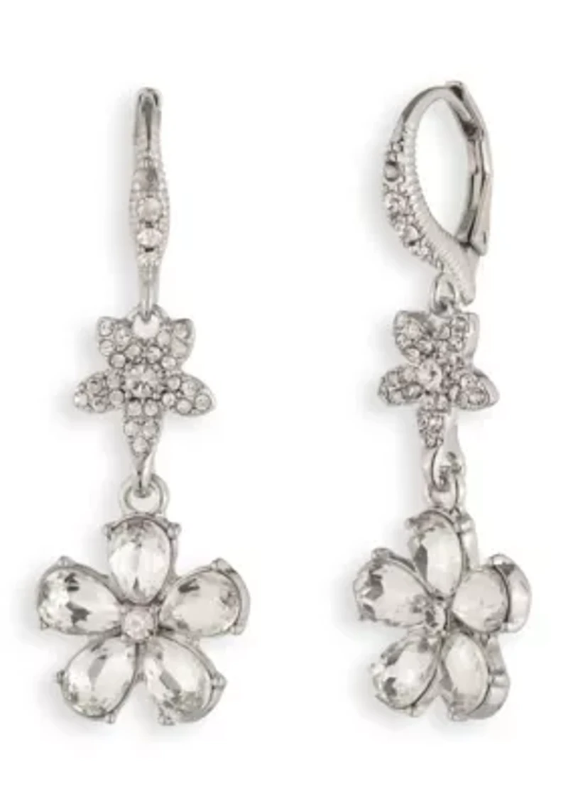 Floral Double Drop Crystal Earrings