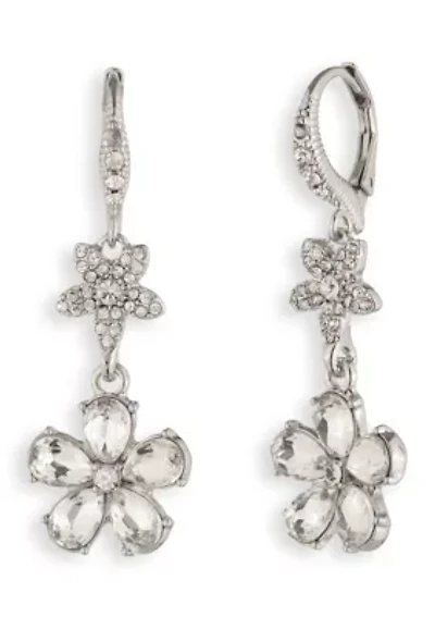 Floral Double Drop Crystal Earrings