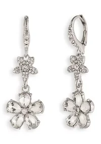 Floral Double Drop Crystal Earrings