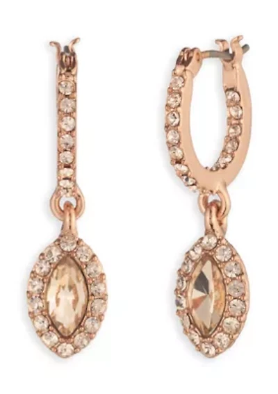 Pavé Rose Hoop Drop Earrings