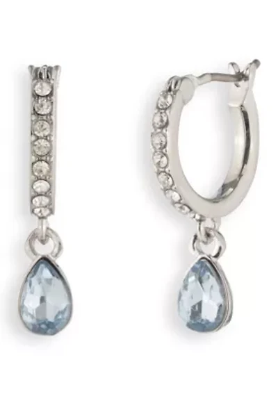 Light Sapphire Huggie Drop Earrings