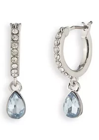 Light Sapphire Huggie Drop Earrings