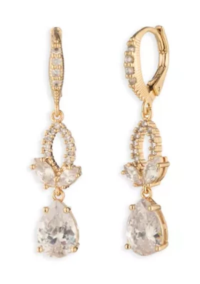 Cubic Zirconia Double Drop Earrings