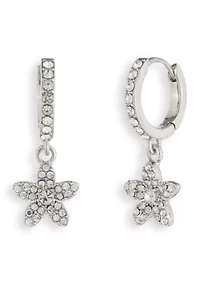  Crystal Huggie Flower Drop Earrings