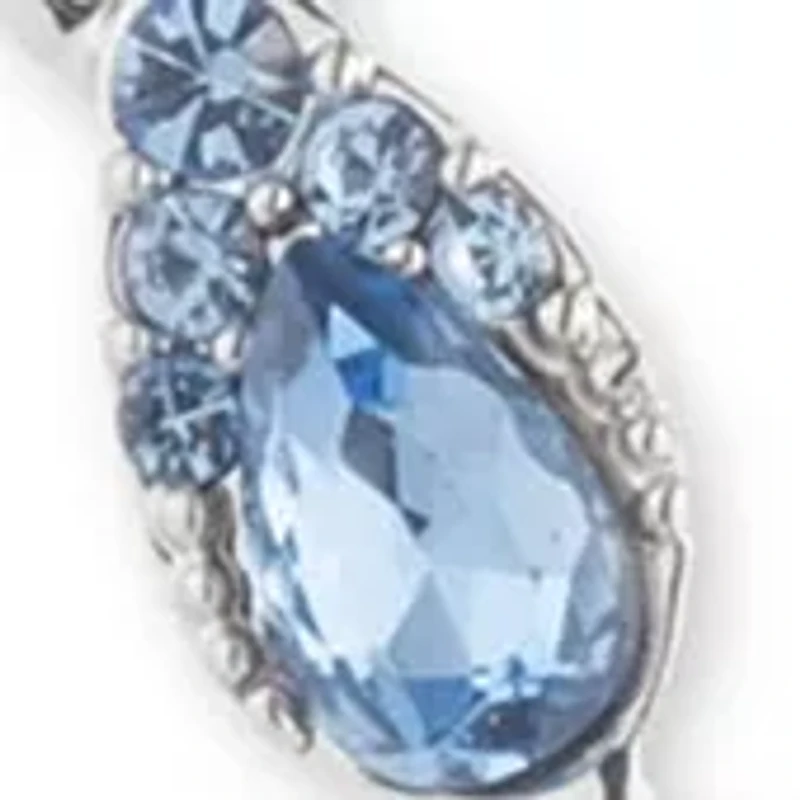Silver Tone 16" Blue Pear Stone Y Necklace