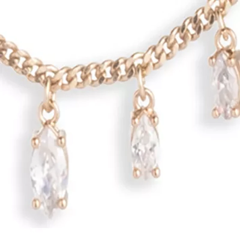 Gold Tone Crystal Cubic Zirconia Frontal Necklace