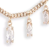 Gold Tone Crystal Cubic Zirconia Frontal Necklace