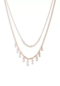 Gold Tone Crystal Cubic Zirconia Frontal Necklace
