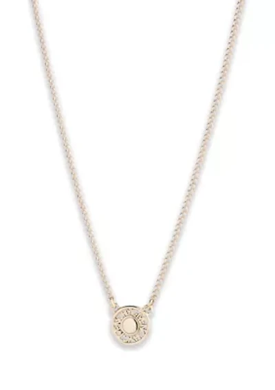 Gold Tone 16" Logo Pendant Necklace