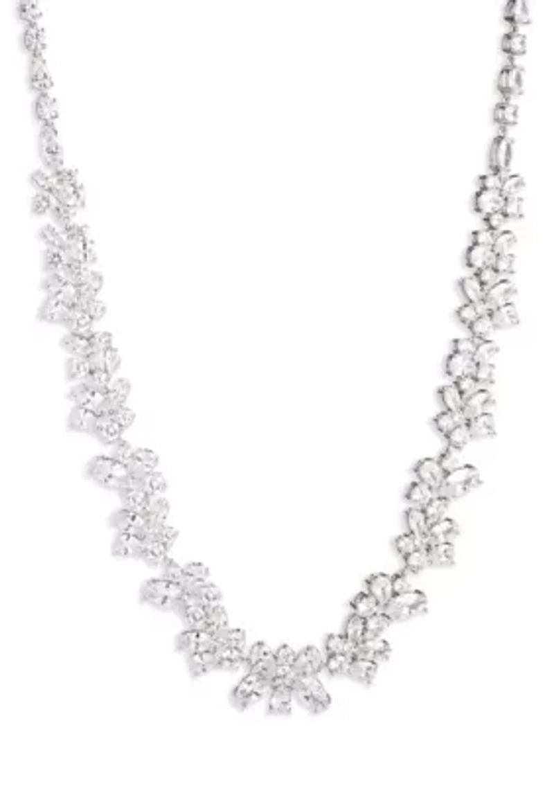 Silver Tone Cubic Zirconia Collar Necklace
