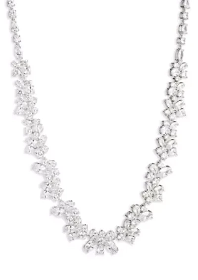 Silver Tone Cubic Zirconia Collar Necklace