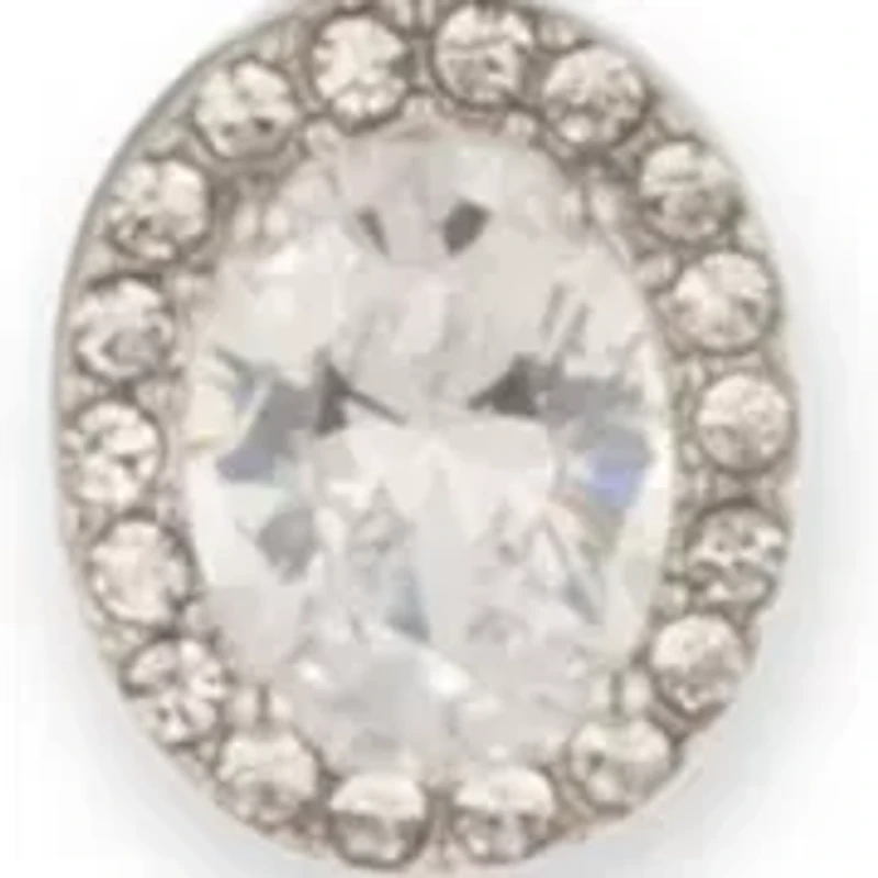 Silver Tone Crystal White Pendant Necklace
