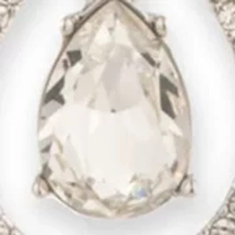 Silver Tone Crystal White Pave Pear Pendant Necklace