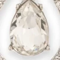 Silver Tone Crystal White Pave Pear Pendant Necklace