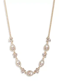 Gold Tone Cameo Pink Frontal Necklace