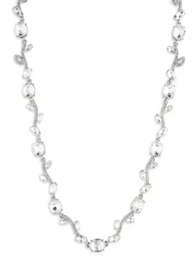 Silver Tone Crystal Viney Collar Necklace