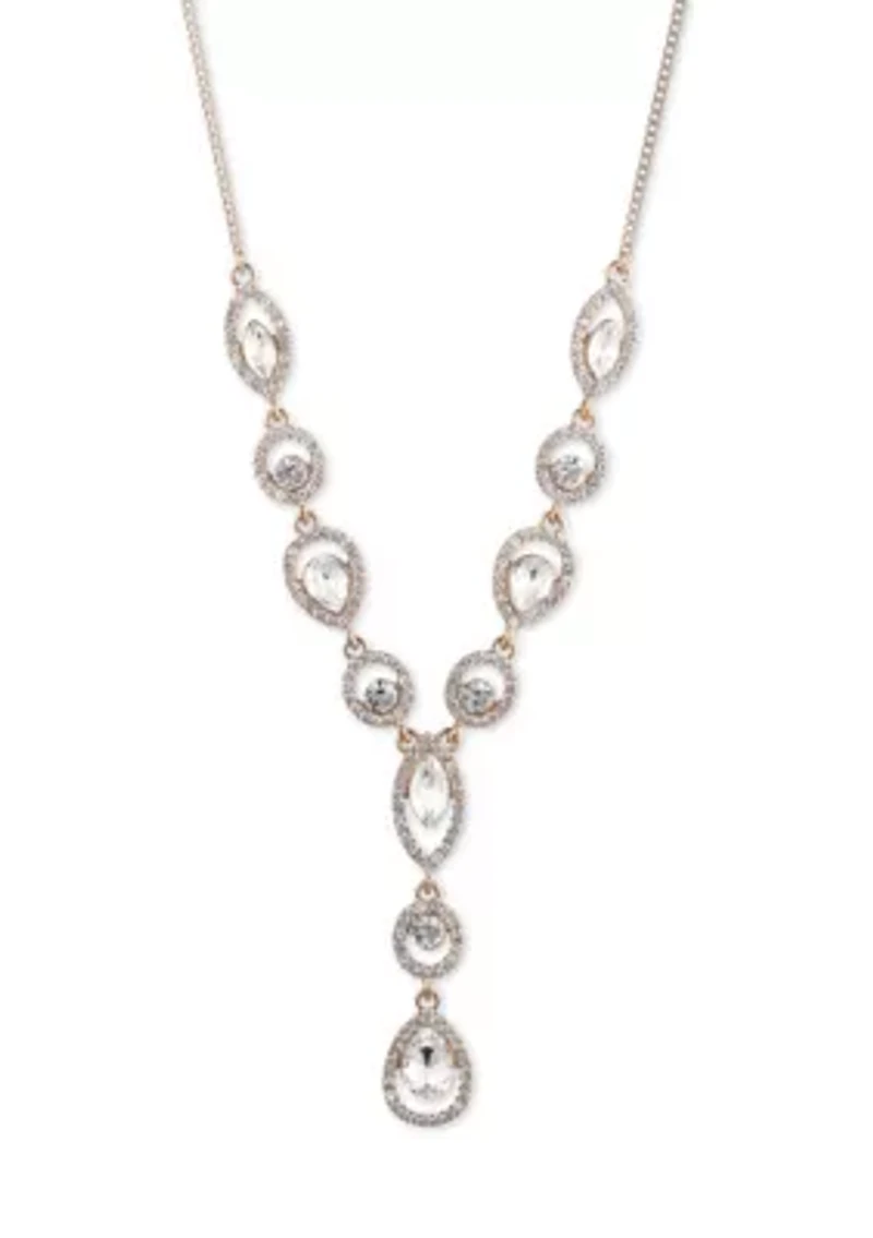 Gold Crystal Y-Necklace